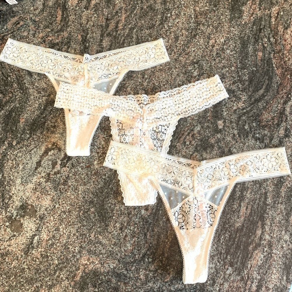 Victorias Secret lot of 3 White lace thong Medium